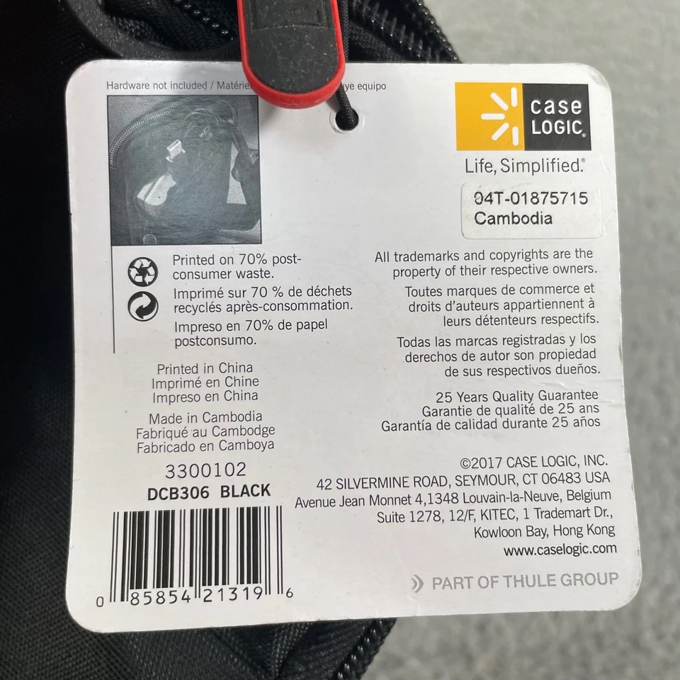 Case Logic DCB306 Black DSLR Camera Holster Bag Padded Interior Red Accent - Image 3 of 4