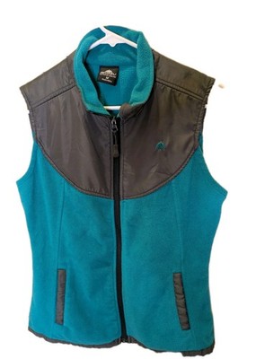 Snozu Womens Full-Zip Fleece Jacket Vest Size Medium Teal with Gray Trim