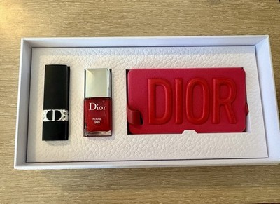 DIOR Luggage Tag Set: Lip Rouge 999 Satin Lipstick W/matching Nail Polish GWP
