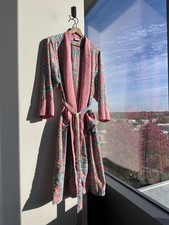 Vintage 1980s Victoria s Secret Pink Multi Color Paisley Robe Sz PS