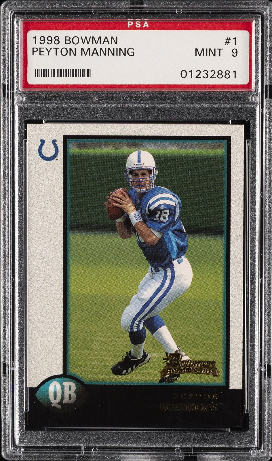 1998 BOWMAN #1 PEYTON MANNING ROOKIE RC PSA 9