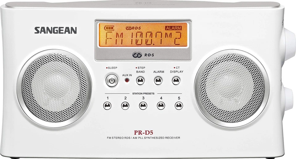 Sangean PR-D5 Portable Radio with Digital Tuning and RDS (White) - Image 2 of 4