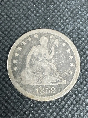 1858 p Seated Liberty Quarter Dollar * VG+ *90% Silver* Scarce * FREE S/H