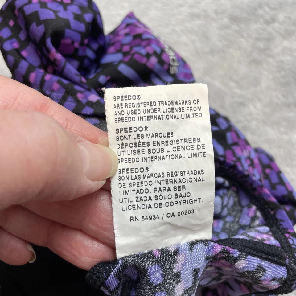 Speedo One Piece Surplice Swimsuit Womens 8 Purple Spotted Padded Bra Wrap - Image 4 of 4