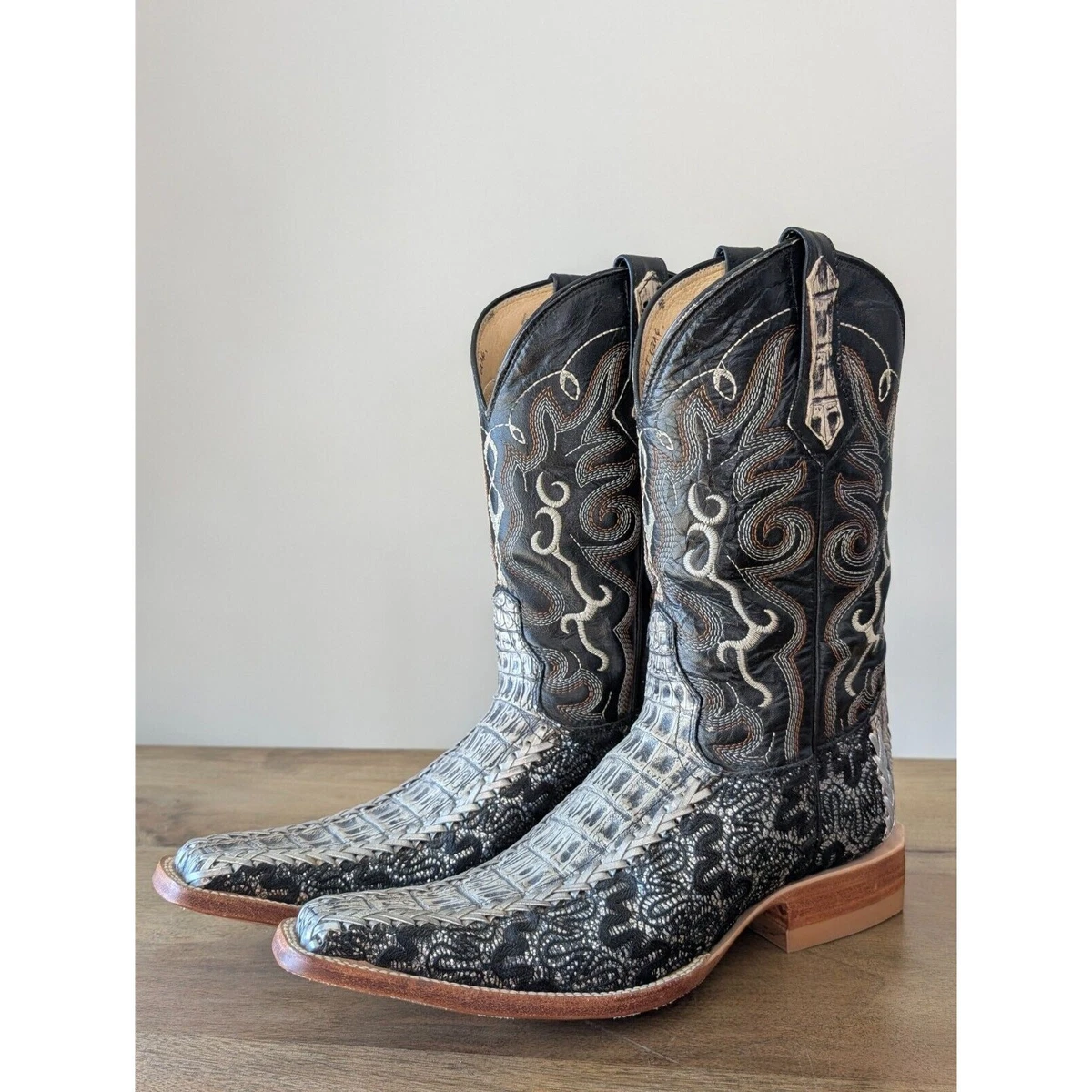 Goodrubber Western Boots Mens Sz 5.5 White Black Quincy Sea  display picture 1