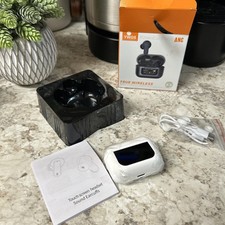 YW08 ANC Wireless Earbuds Bluetooth 5.4 Touch Screen Case White