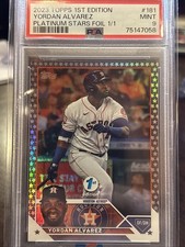 Marketplace image: 2023 Topps 1st Edition Yordan Alvarez Platinum Stars 1/1 #181 Superfractor PSA 9