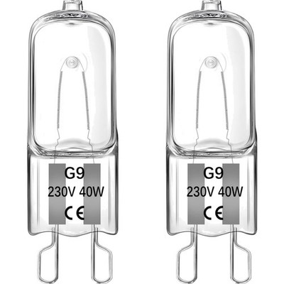 G9 Halogenlampe, Backofenlampe 40W, dimmbar, 2er Pack, 230V, warmweiß