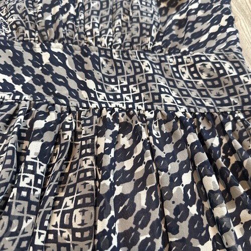 Banana Republic Vestito Trasparente Spaghetti Spalline Linea A Geometrico Taglia 2 P Petite - Foto 5 di 11