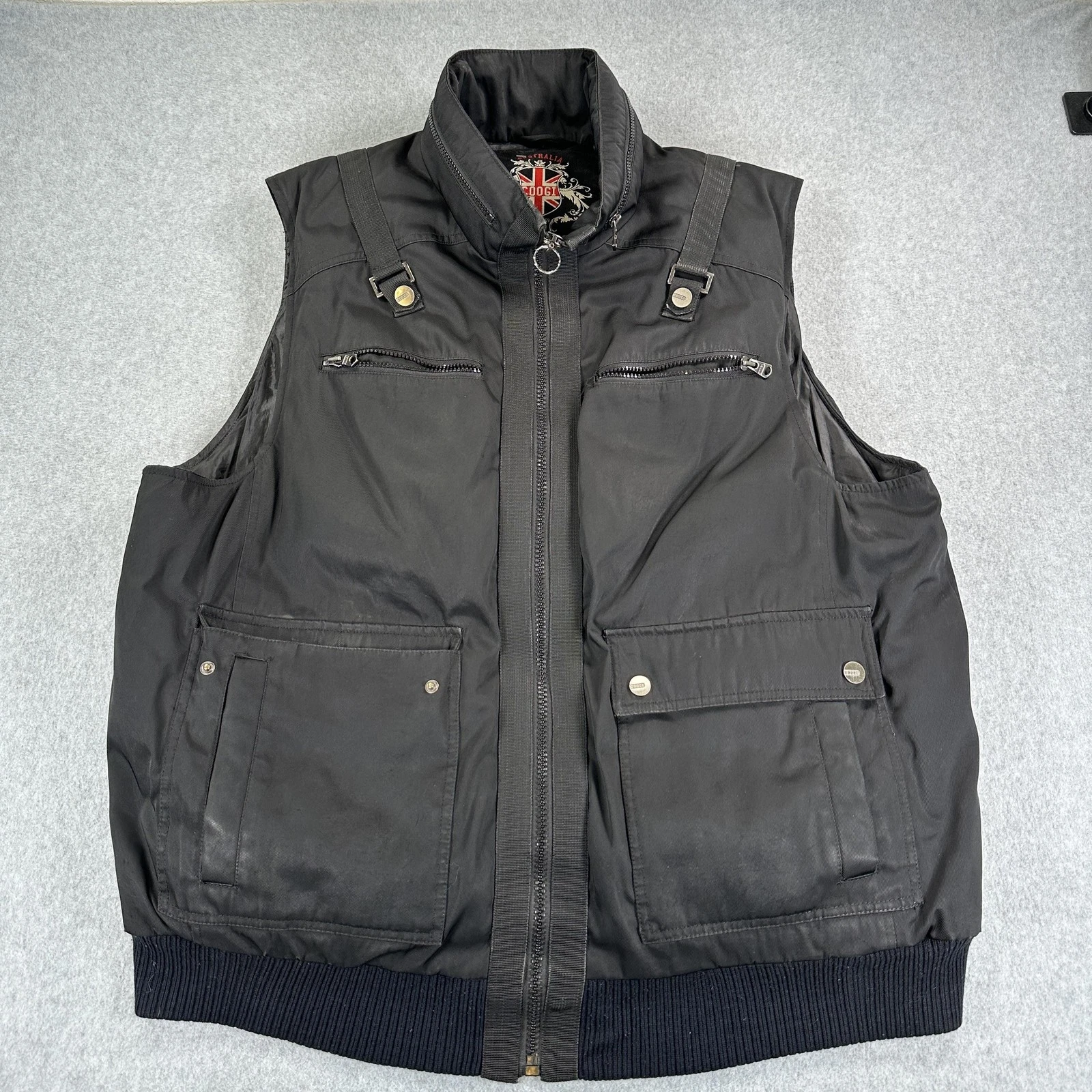 Coogi Vest Mens 3XL Black Insulated Bomber Hip Hop Padded Pockets Outdoor