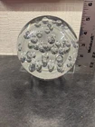 Vtg. Murano Style Clear Art Glass Controlled Bubbles Sphere/Paperweight ~6 Lbs.