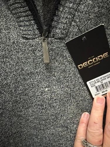 Decode Men’s 3X Gray Quarter-Zip Sweater with Black Shoulder Panels image 5
