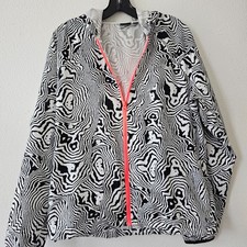 Fila Sport Womens Hooded Jacket Zip Front Windbreaker Large Animal Print