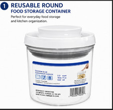 Reusable Round Food Storage Container w/Lid Clear Plastic 18.6oz 550mL 2.3 Cup