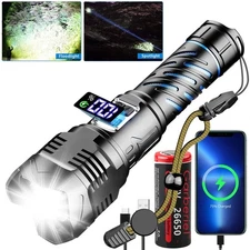 Super Bright 900000Lumen 50W LED Powerful Flashlight Rechargeable Tactical Light