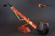 Mr. Brog HAND WOODEN TOBACCO SMOKING PIPE 15 Bent Albert Churchwarden Rustic BOX