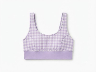 CALIDA Elastic Trend Bustier Top Gr. 36 S Lila Weiß Karo Vichy Damen Sommer