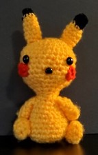 Amigurumi Hand Crocheted Pokemon style PIKACHU Handmade Sewn plushie FREE SHIP