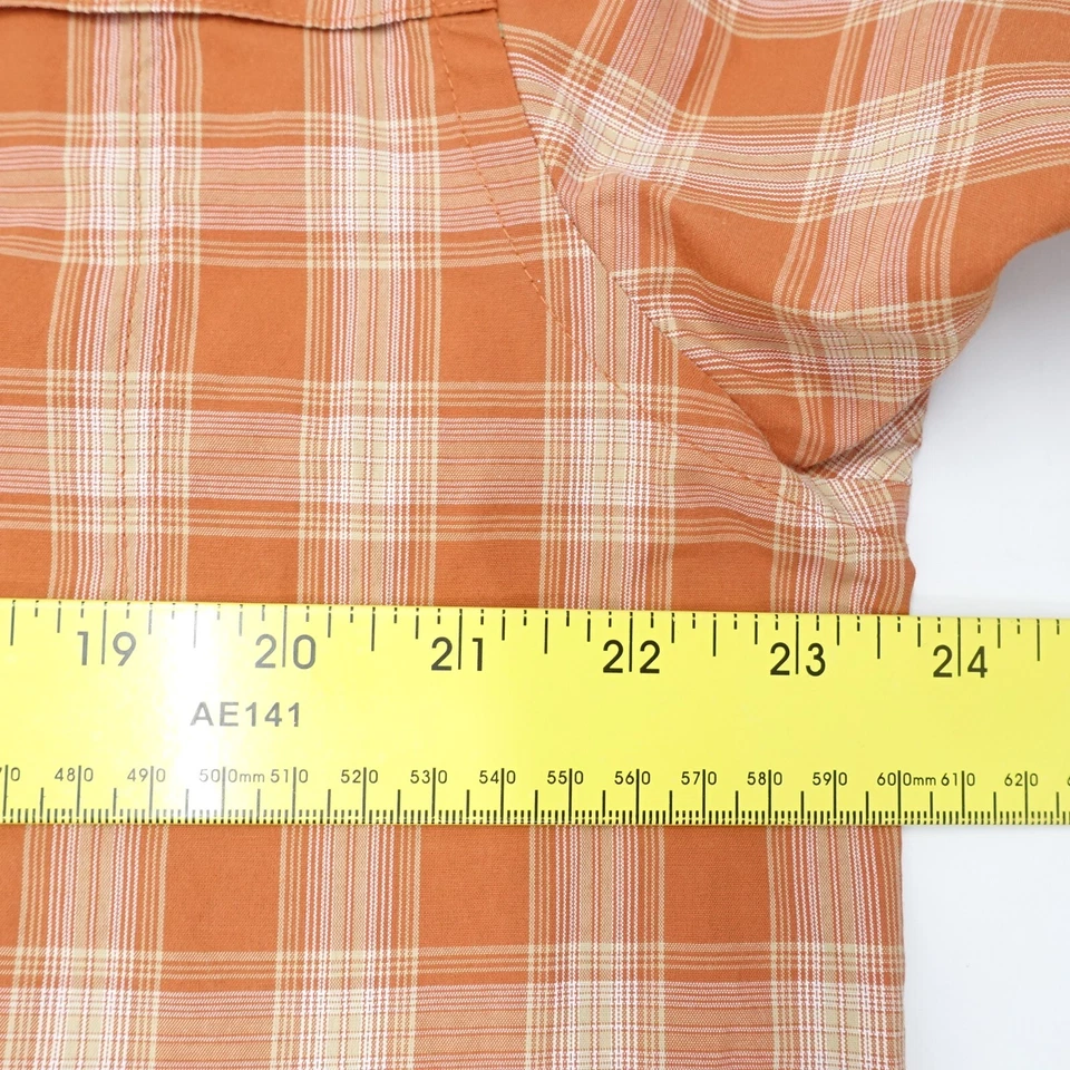 G.H. Bass & Co. Fishing Shirt Men's Large Orange Plaid Mesh Lined Button-Up - Image 4 of 4