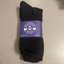 Yacht Smith Black Crew Socks 3 Pairs Men s Size 10-13 NEW Free