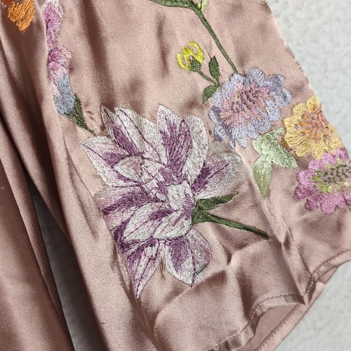 ASOS Copri kimono donna rosa raso ricamato floreale floreale taglia 6 - Foto 7 di 9