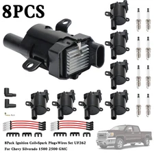 8Pack Ignition Coil+Spark Plug+Wires Set UF262 For Chevy Silverado 1500 2500 GMC