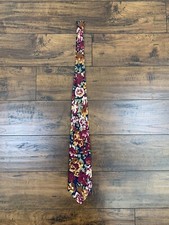 Vintage Abercrombie & Fitch Floral Maroon Design Tie 100% Silk Made In The USA