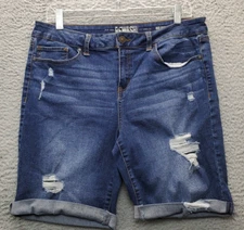 Rewash Jean Shorts Women Size 13x31 Blue Denim Cotton Distressed Cuffed Mid Rise