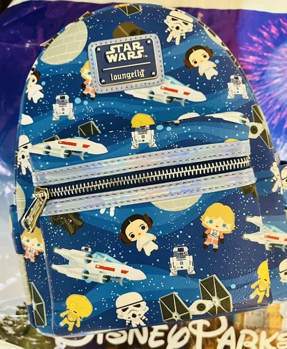 Disney Parks DISNEYLAND Loungefly Star Wars Chibi Backpack Death Star Leia NWT