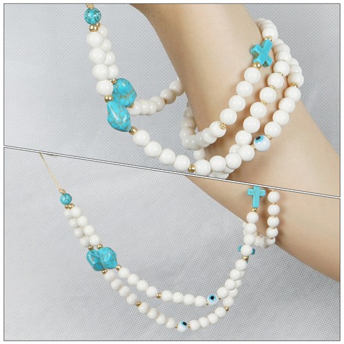 Turquoise Mobile Phone Chain Beaded Pearls Wrist Strap Hanging Neck - 第 3/12 張圖片