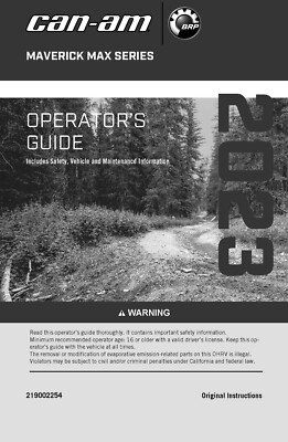 Can Am Owners Manual Book Guide 2023 Maverick MAX X rs Turbo RR with Smart Shox