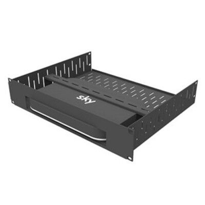 2 HE belüftetes Rack Regal & magnetische Abdeckplatte für 1 x SKY Q BOX