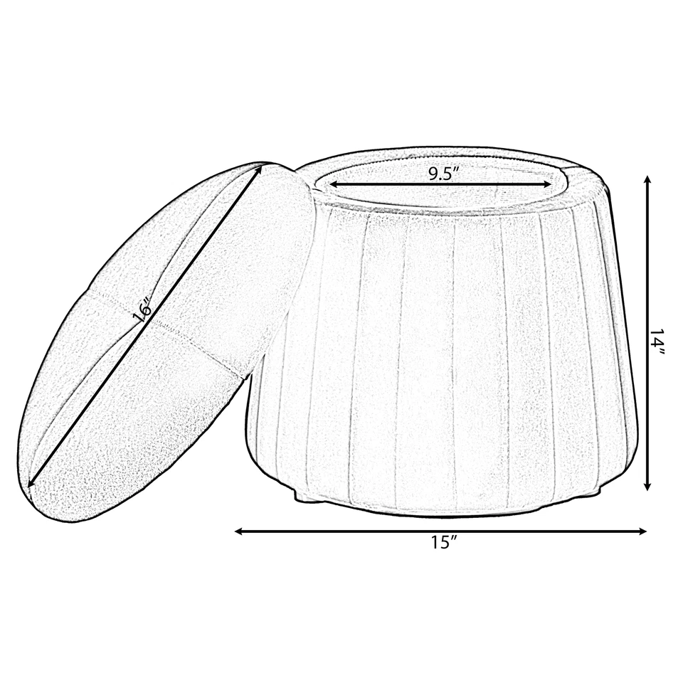 New Modern Tufted Velvet Mushroom Shape Storage Ottoman Storage Stool Trunk - Image 4 of 4