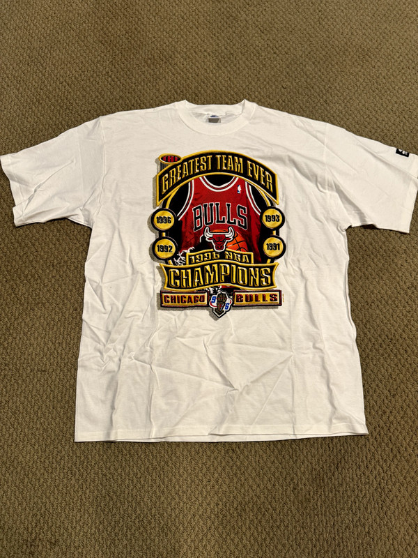 Mens XL Chicago Bulls 1996 Greatest Team Ever Championship - Starter T Vintage