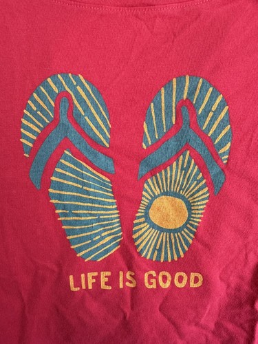 Life is Good Girl’s Bright Pink T-Shirt Flip Flops Size 10 Short Sleeve - Picture 3 of 6