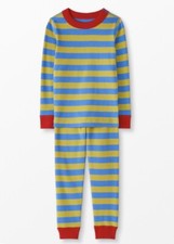 Hanna Andersson Long John Pajama Set Equator Blue/Parakeet Sz 8 New
