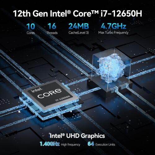 Mini PC GEEKOM GT12 Pro, Intel Core i7-12650H, 32GB RAM, SSD 1TB, Windows 11 Pro - Imagen 3 de 10