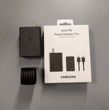 65W PD3 Trio Power Adapter Ultra Fast Wall Charger with USB-C Cable for Samsung