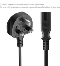 Power Lead UK Plug Cord C7 Fig 8 IEC C7 Power Cord Figure of 8 Mains Cable 1.8M