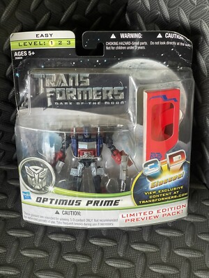 TRANSFORMERS DARK OF THE MOON OPTIMUS PRIME PREVIEW PACK 3D GLASSES New Rare