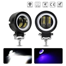 Universal 3" Round Projector Blue LED DRL Halo Angel Eyes Fog Lights Lamp 2pcs