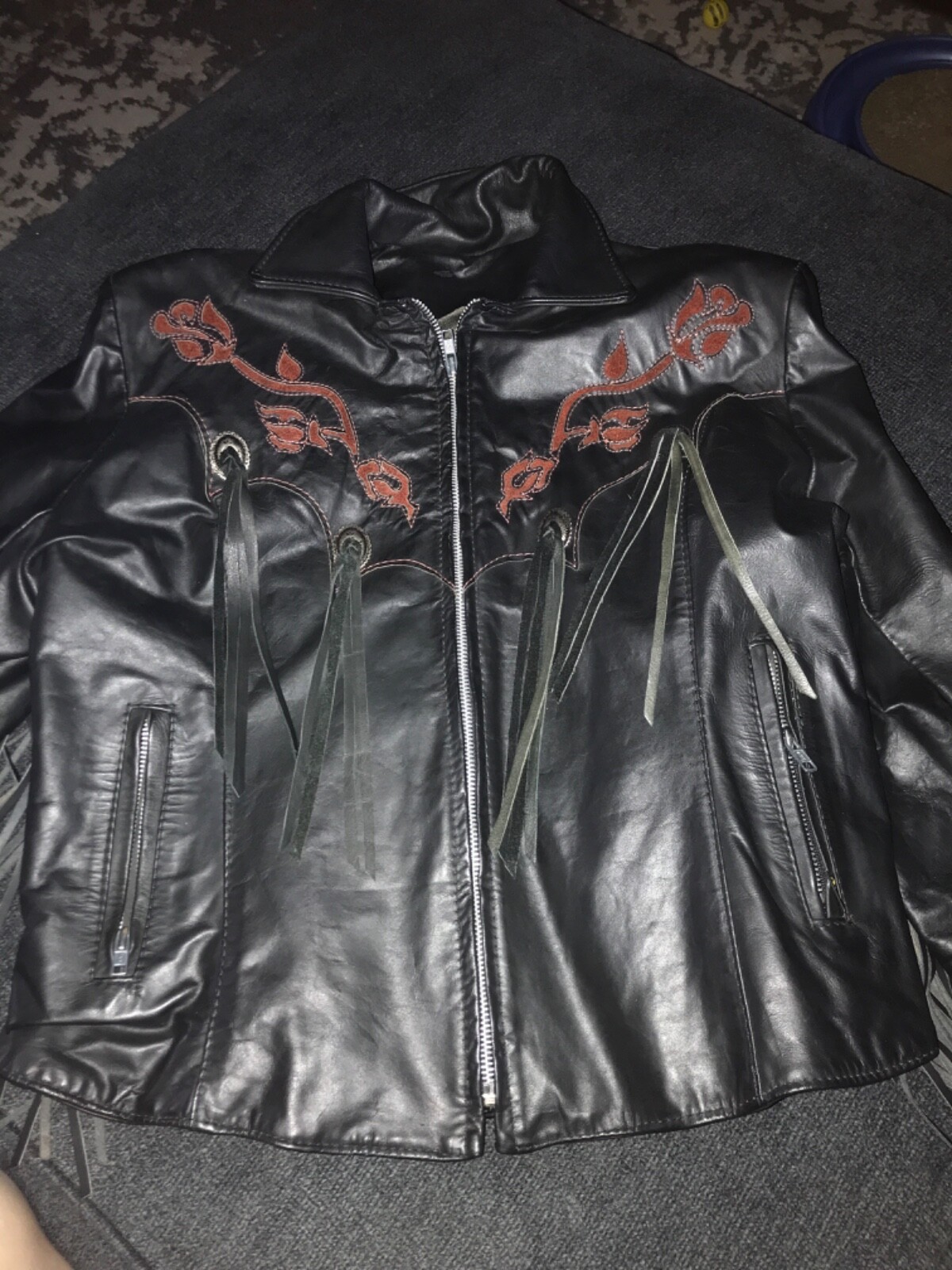 Vintage Gypsy Fringe Leather Motorcycle Jacket for Women-image