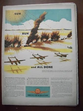 VTG 1944 Original Magazine Ad Shell Gas Gasoline Sun Run All Done Sweep Attack