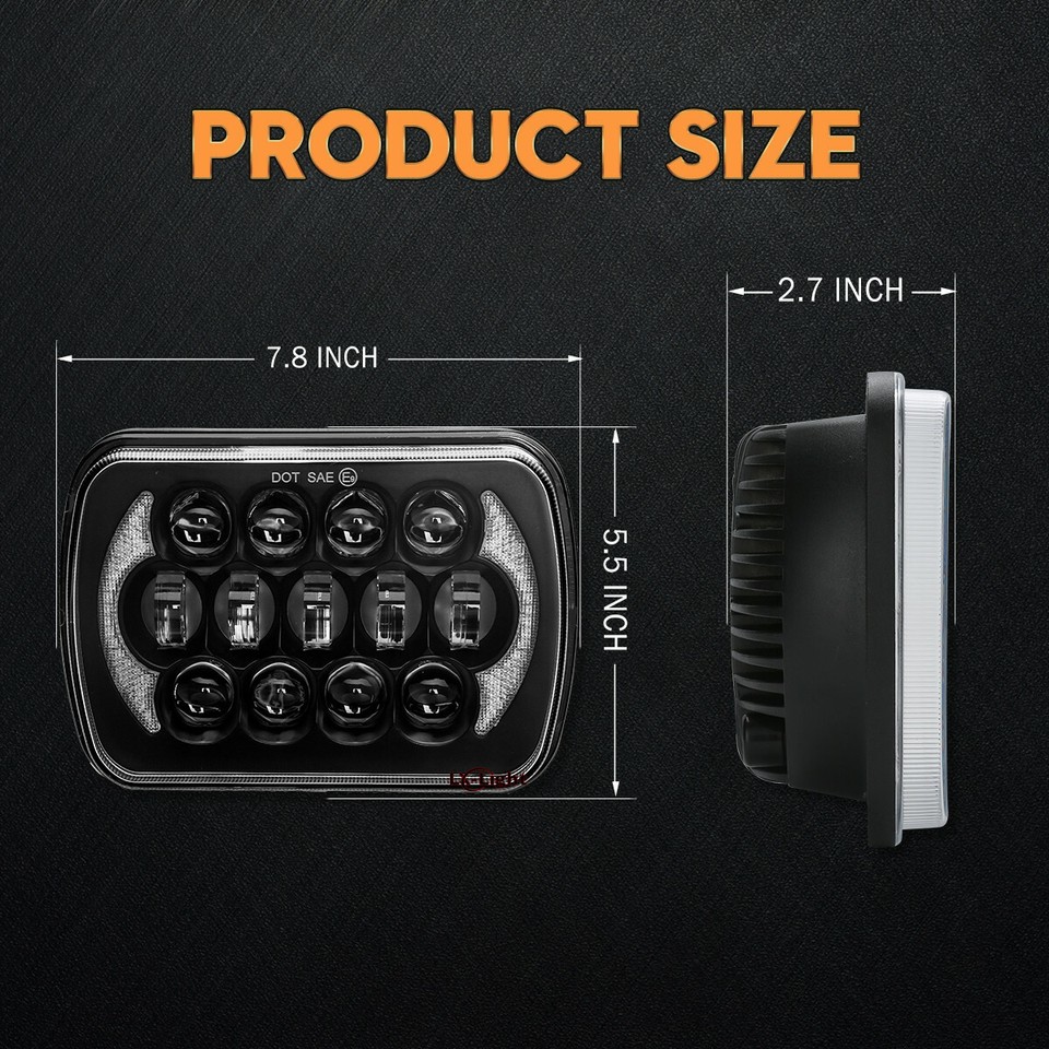 Pair 7x6'' 5x7" LED Headlight Hi-Lo Beam Halo DRL For Jeep Cherokee XJ YJ Chevy | UK - Foto 5