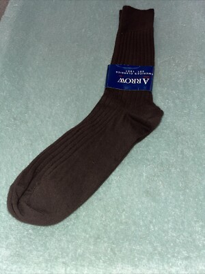Arrow 1 Pair Dress Socks Cotton & Nylon Brown Sock Size 10-13 New With Tags