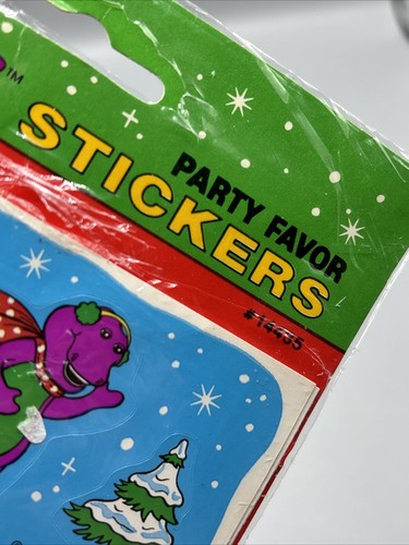 Barney Dinosaurier Winter Aufkleber Party Gastgeschenk *GEÖFFNET* nur 3 Blatt! Vintage - Bild 7 von 7