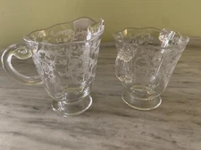 FOSTORIA CLEAR ETCHED SUGAR CREAMER NAVARRE PATTERN