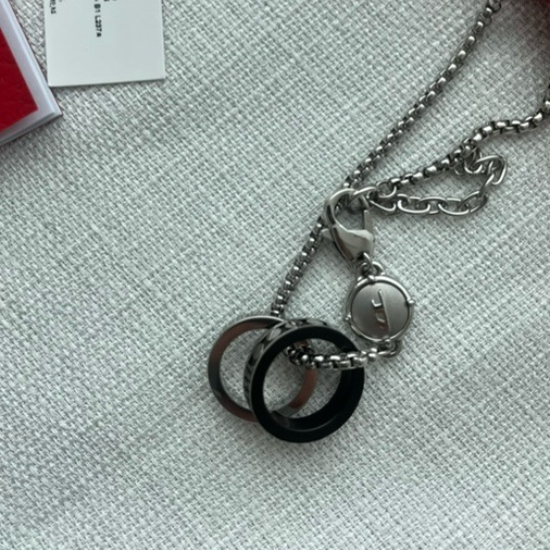 Diesel Dx1168040 Stainless Steel Double Pendant Necklace