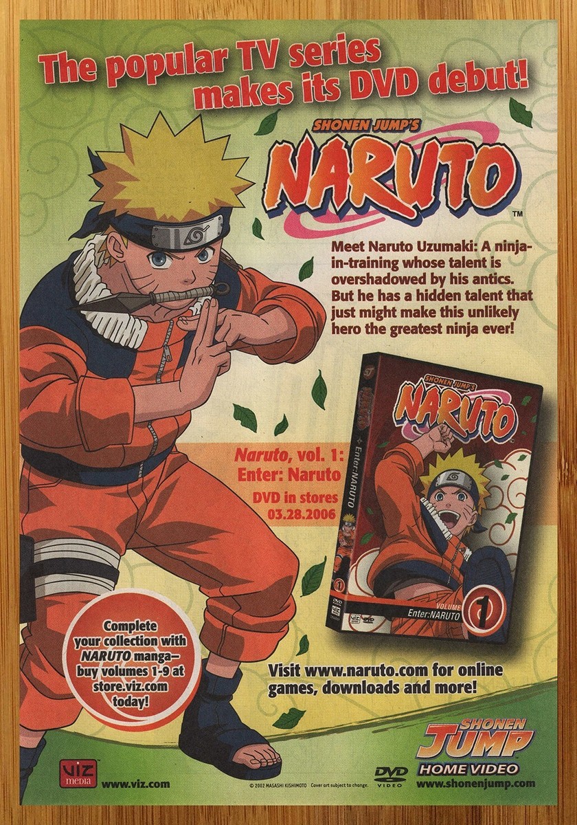 2006 Naruto Anime Series Vintage Print Ad/Poster Vol 1 DVD Manga