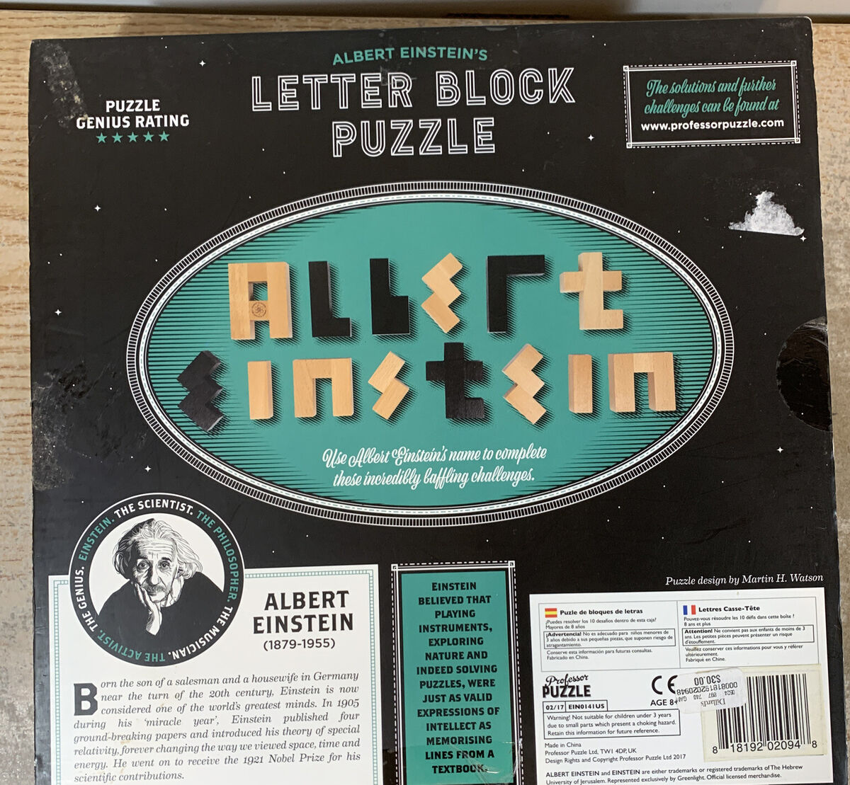 Letter Block Puzzle Albert Einstein # 3 Logic Game